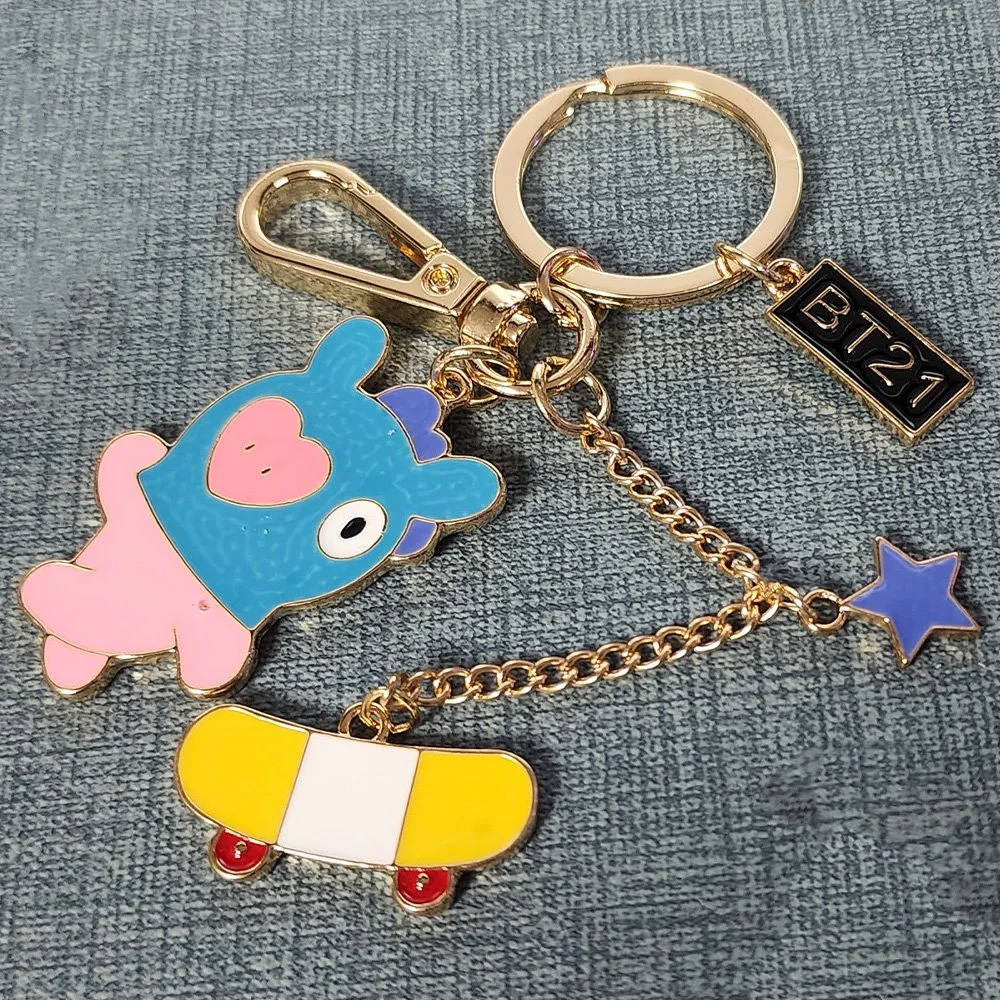 Custom Kpop Idol Bt S Keychain Metal Charms Hard Enamel Key Chain Cute Double Sided Kpop Accessories