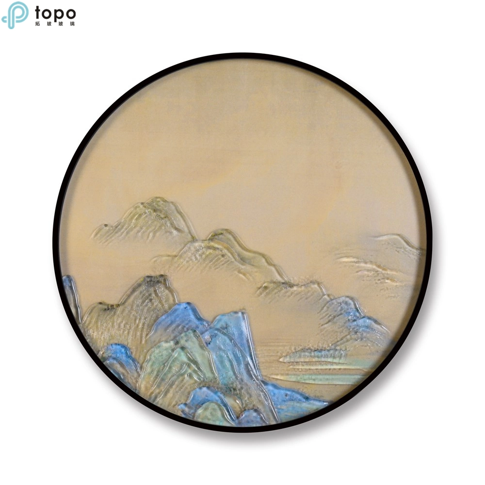 Decorative 400mm 500mm 600mm Circle Landscape Art Glass-Painting (MR-YB6-2053)