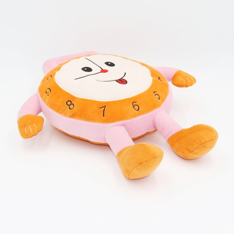 Soft Stuffed Embroidered Plush Clock Toy Pillow Cushion for Kids