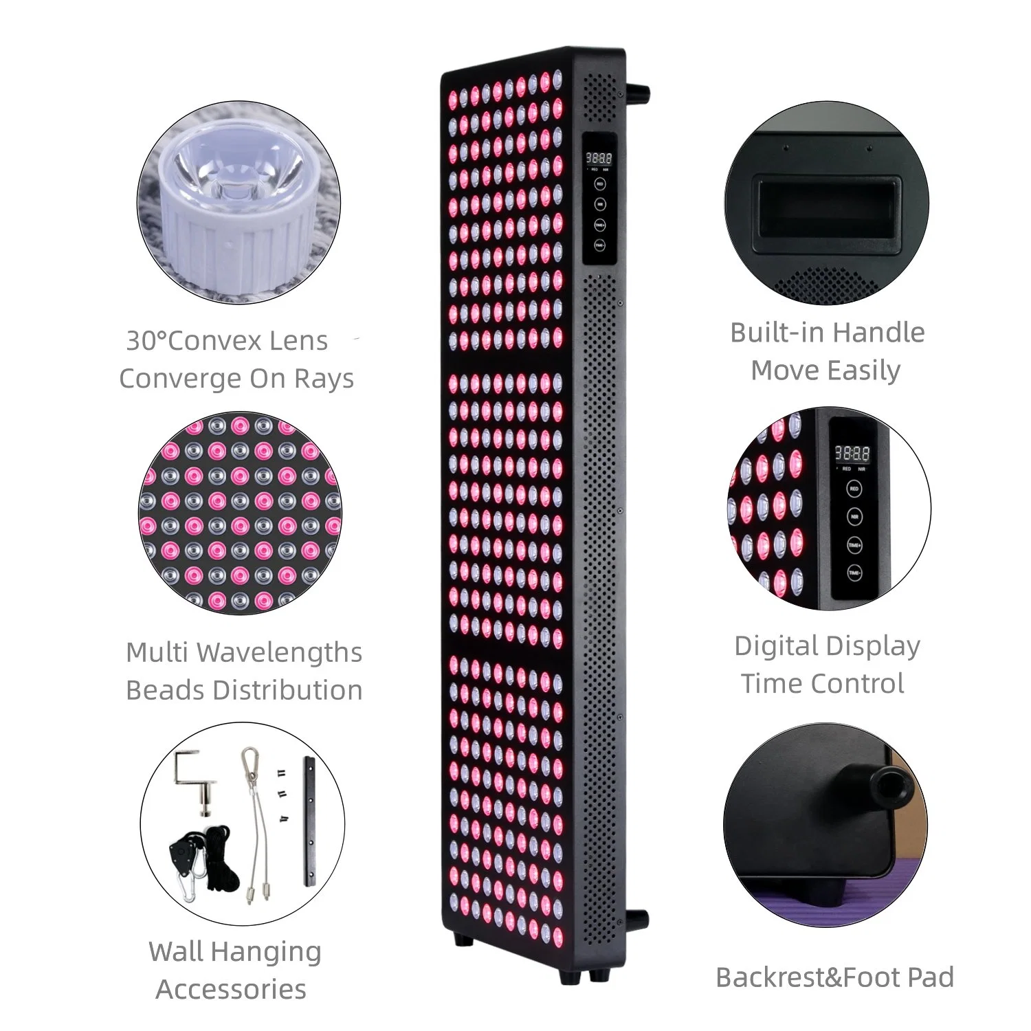 Medizinische 5wavelengths 190MW/cm Phototherapie Hautpflege 1500W 180PCS LED Infrarot-Rotlichttherapie-Panel-Gerät mit FDA CE RoHS Al1500