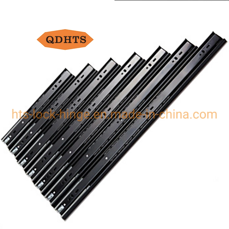 Furniture Hardware New Products Black Steel/Iron 35/45mm Three Fold Ball Bearing Soft Self Close Telescopic Kitchen Cabient Rail Full Extension Drawer Slides