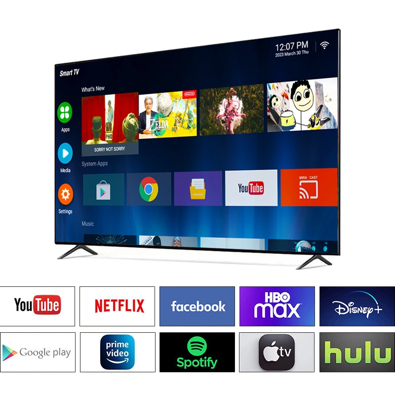 TV 55" 4K UHD Frameless Conception LED LCD TV avec système numérique Smart TV incurvée Android 11.0