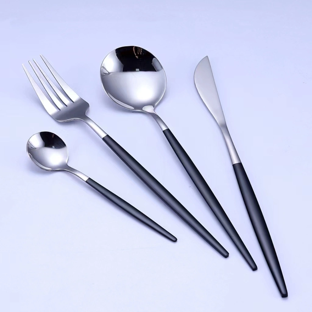 Amazon Hot Sale Tableware Black Dinnerware Stainless Steel Cutlery