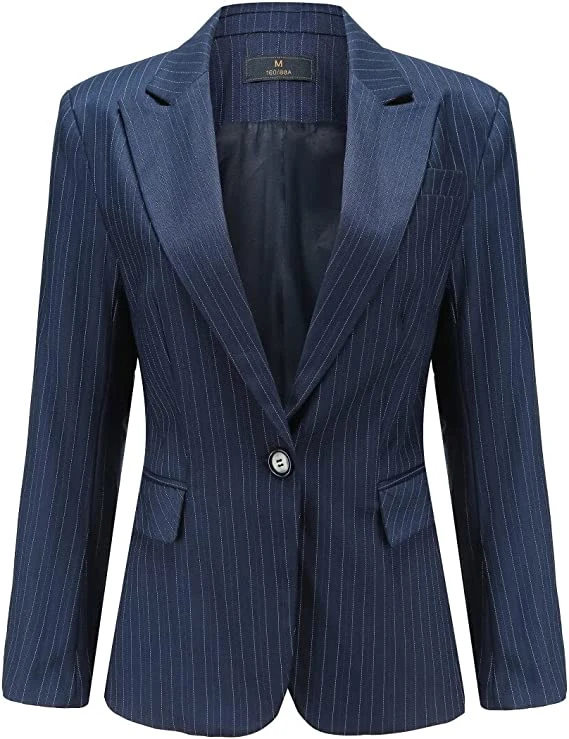 Women's Casual Striped 2 Piece Office Work Business Blazer Lady Suit