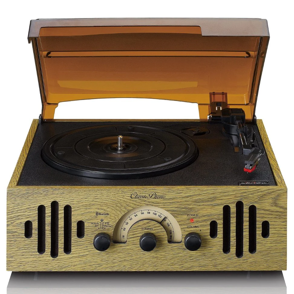 Caixa de madeira MDF revestida com PVC Retro Turntable Vinyl Record Leitor