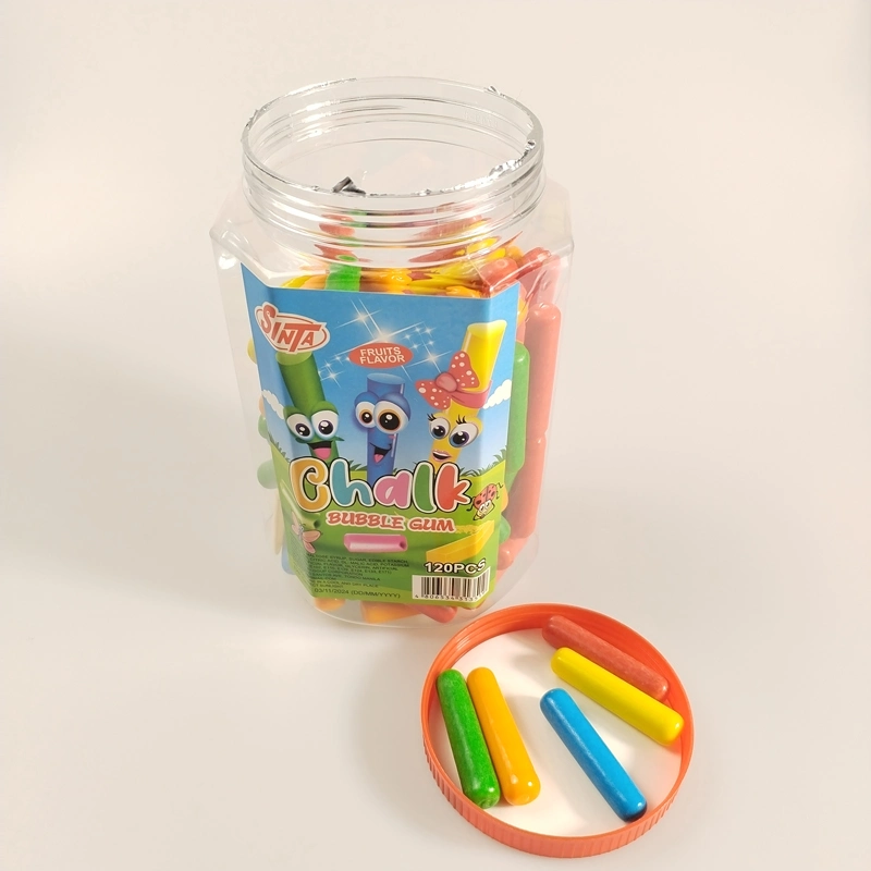 Jar Packed Funny Chalk Shape Colorful Tasty Fruits Flavor Bubble Gum