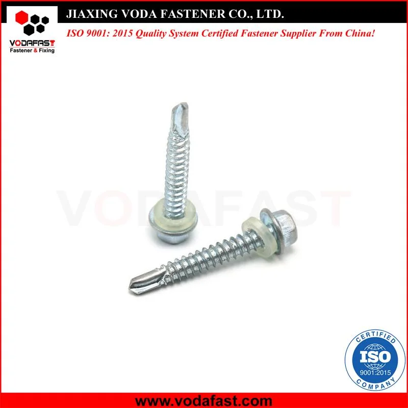 Vodafast Ss Carbon Steel Hex Washer Drilling Screw with Plastic Washer