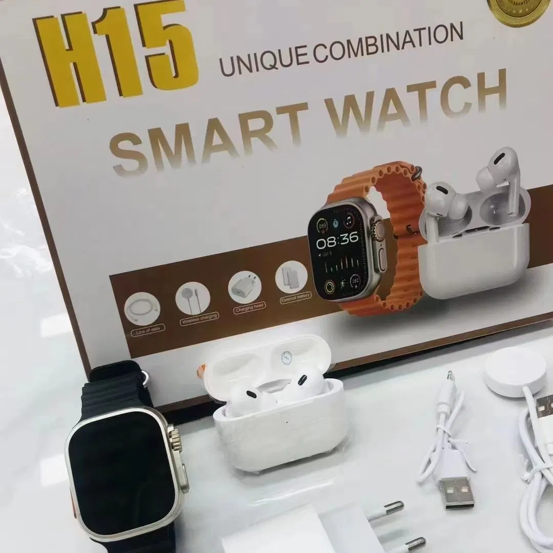 Neueste H15 Smartwatch Anzug einzigartige Kombination Ultra Reloj Android Smart Uhr Wireless Charger Bank Kabel Ohrhörer