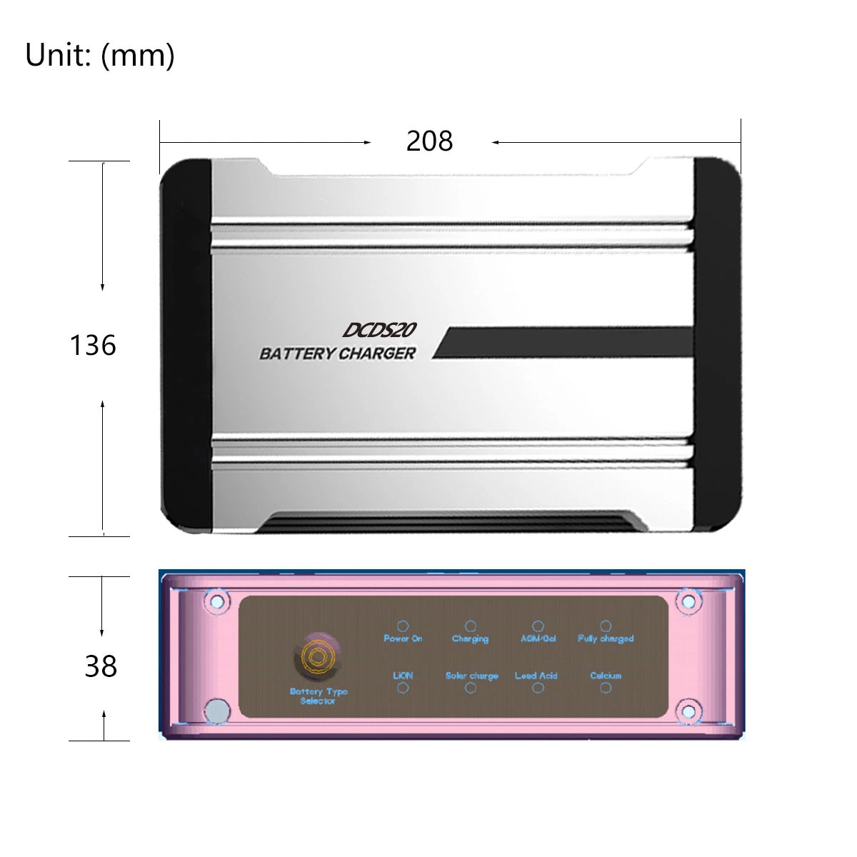 Smart Multi-Purpose Car Battery Charger Support DC Input and Solar Input