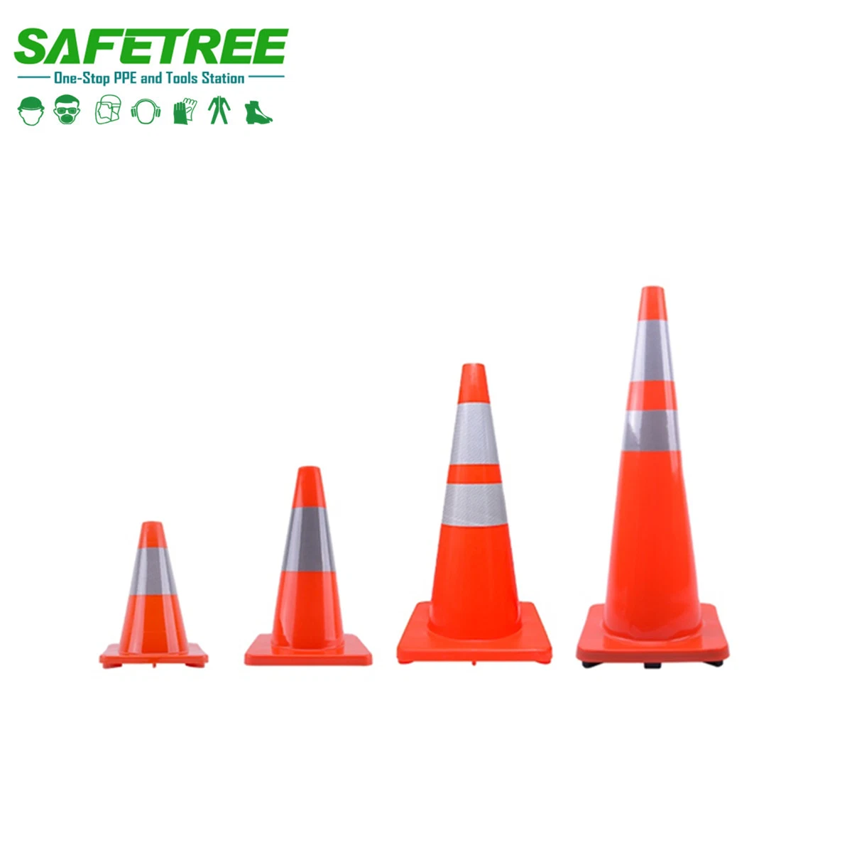 Safetree lleno de color naranja de PVC Cono de tráfico, seguridad del tráfico de PVC marca carretera cono aviso