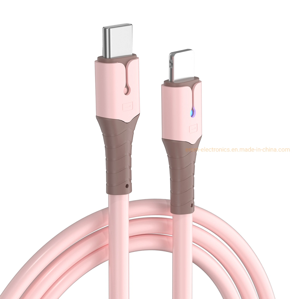 كابل بيانات الشحن الملون السرعة سيلسيكون السائل 3A النعومة الفائقة مقاومة الانحناء PD كابل USB لبيانات الشحن السريع C