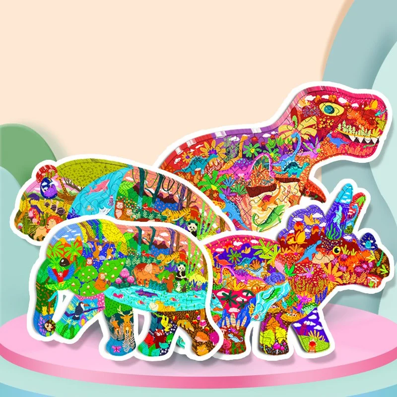 Kinder Animation Cartoon Jigsaw Blau Karton Tier Geformt High End Spiel Puzzle Verkauf als Weihnachtsgeschenk