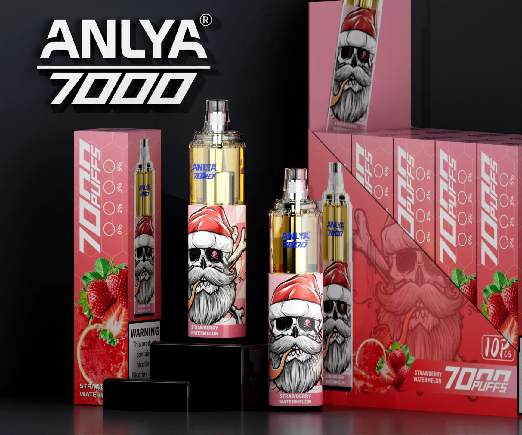 Anlya Randm Tornado 7000 Puffs Ecigarette Puffstab E-Liquid Pod Einweg-Vape 2% 3% 5% blinkend RGB 850mAh Typ-C wiederaufladbar Einweg-Ecig