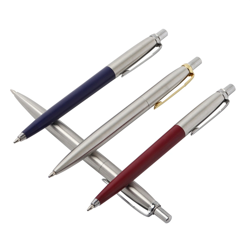 Metal Press Style Ball Pens for School Office Writing Point 0.7mm Ink