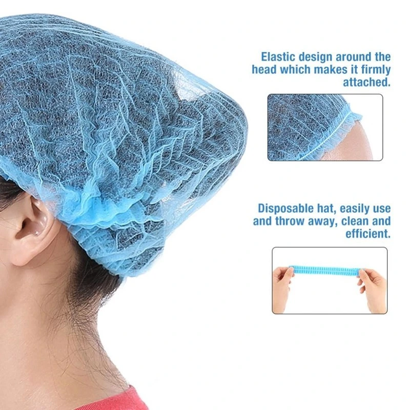 21'' синий/белый одноразовые Non-Woven Bouffant колпачки Сетка для волос для Красоты SPA общественного питания и Dust-Free рабочего пространства