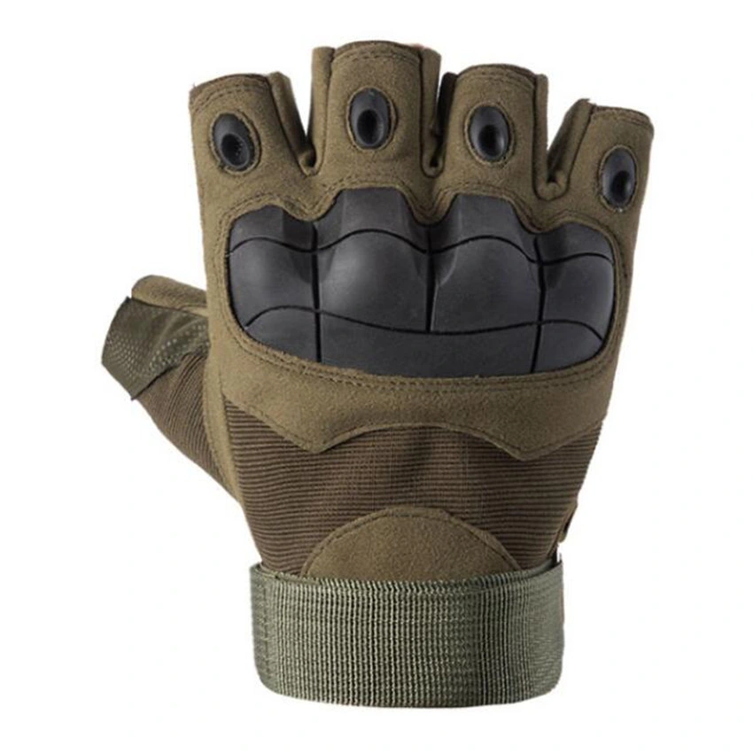 Tactical Combat Fingerless Rubber Hard Knuckle Motorcycle Gloves