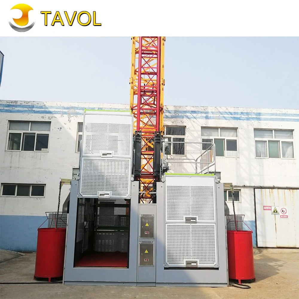 1-2 Ton High Rise Building Construction Double Cabins Hoist Lift Elevator