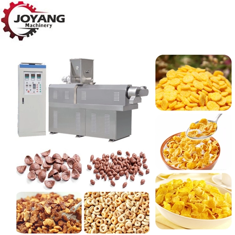 Double Screw Puffed Breakfast Cereals Corn Flake Extruder Processing Production Line