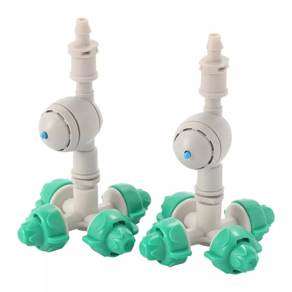 4 Way Misting Nozzles Kit with Anti-Drip Connector Garden Irrigation Greenhouse Humidify Cooling Nozzle