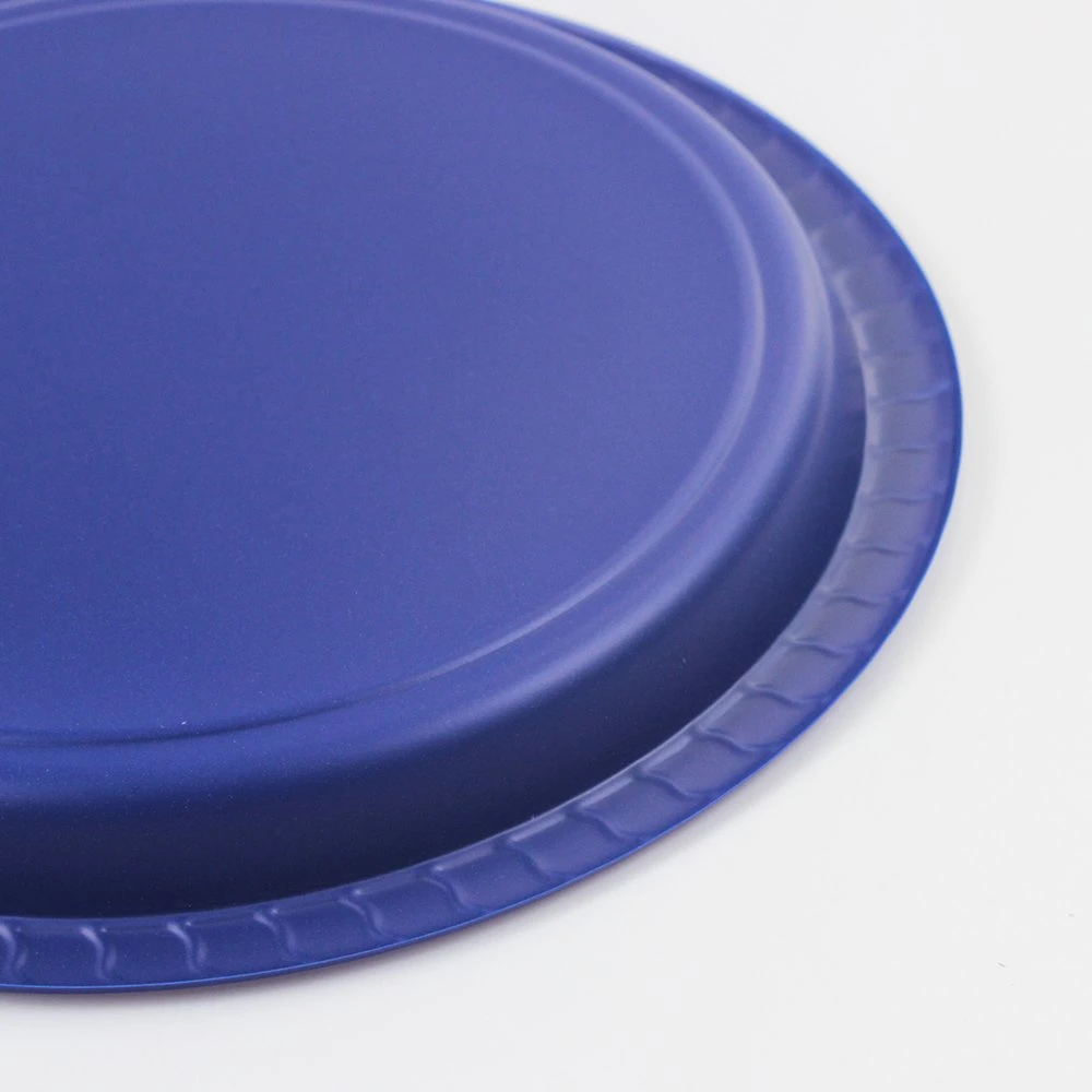 Venta caliente al por mayor de platos redondos desechables de plástico PS de color azul para fiestas o cenas
