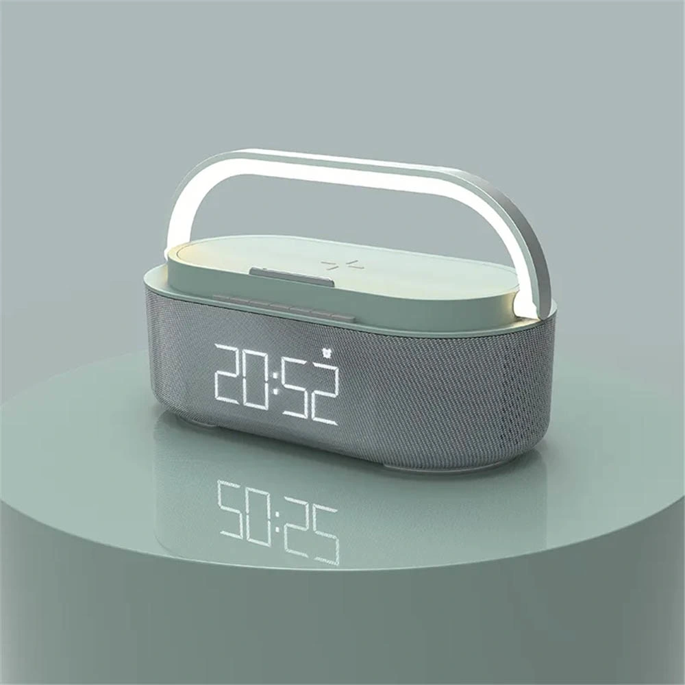 RT-S29 Clock Alarm Wireless Charging Lamp Home LED Bluetooth Speaker (مصباح تنبيه الساعة RT-S29،