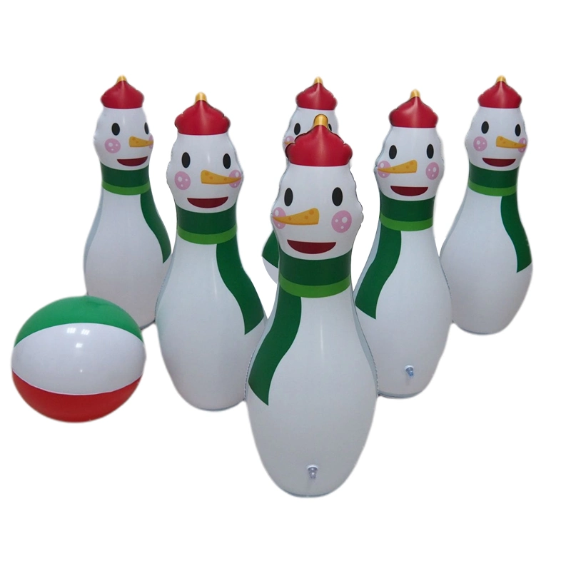 PVC Christmas Party Play Game Toys Inflatable Snowman Bowling Set Toys for Kids