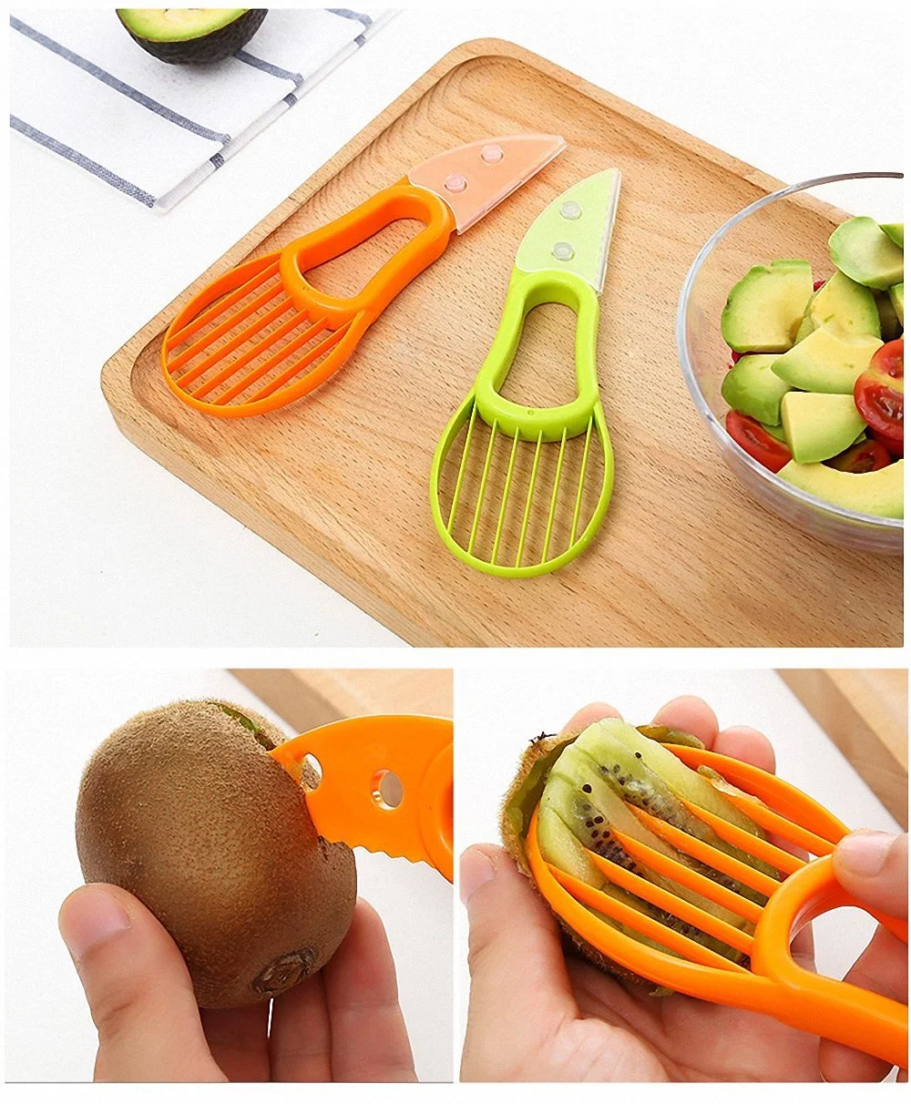 3in1 Avocado Shea Butter Fruit Plastic Slicer Cutter Knife