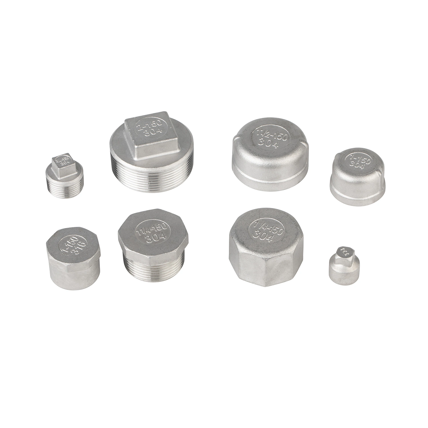 Stainless Steel Pipe Fittings 2" NPT BSPT Threaded Round Cap