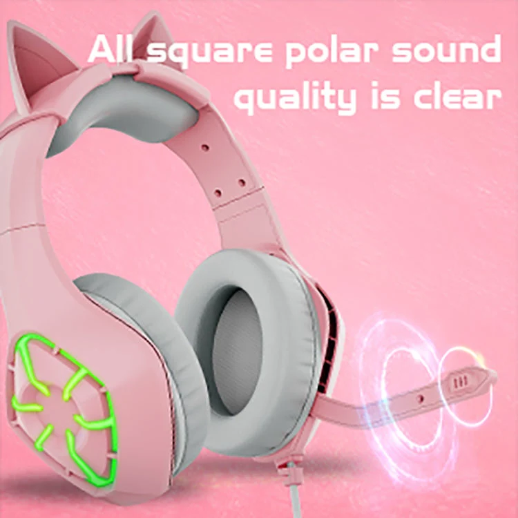 Auriculares con cable caliente juegos RGB juego Over auriculares auriculares auriculares gato rosa