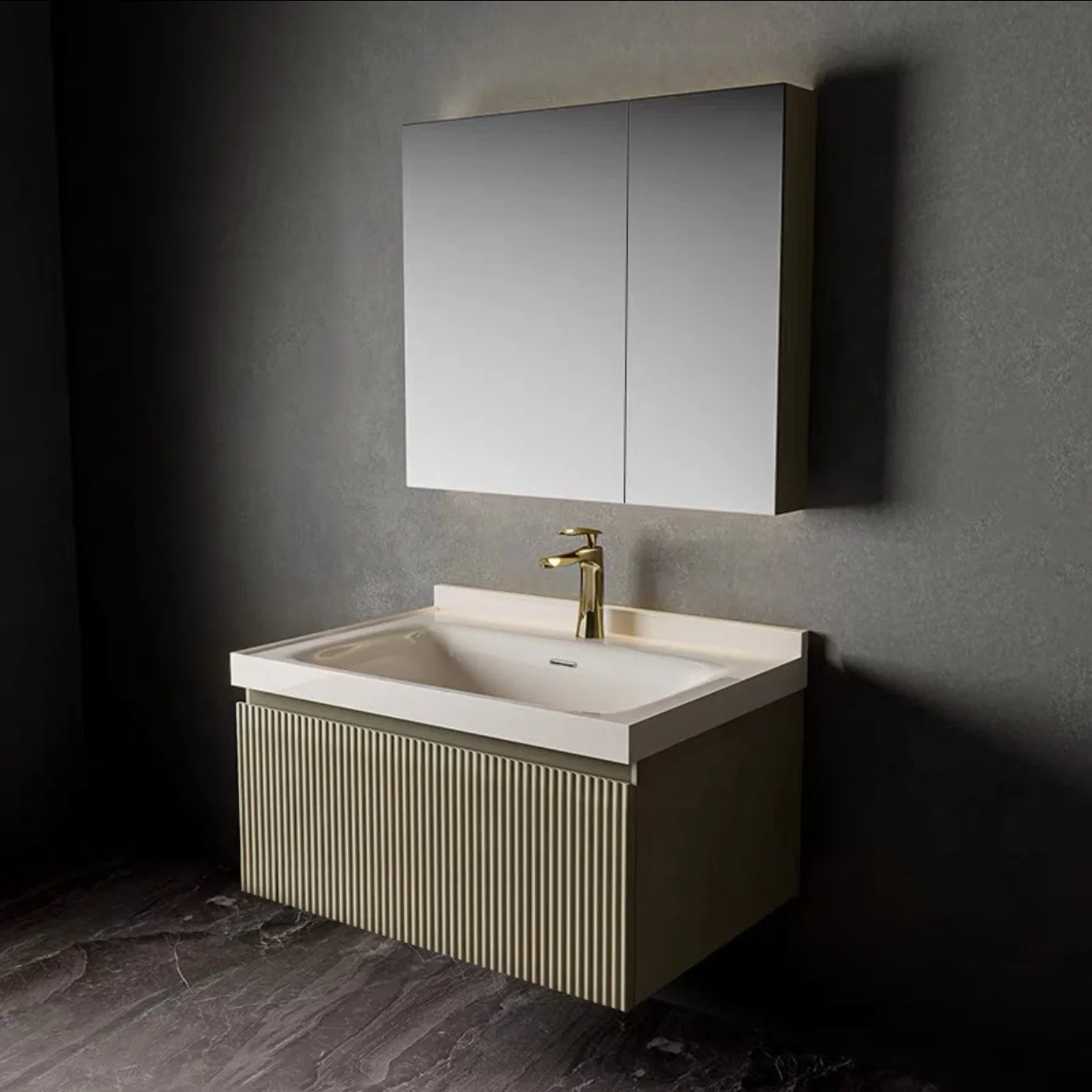 Cuarto de baño de lujo de la luz de la combinación de madera maciza Simple moderno cuarto de baño Wc armario de Lavabo tabla de lavar