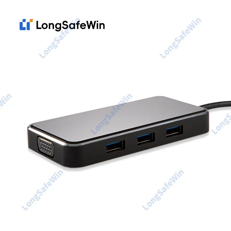 Longsafewin Luxury Black 6 in 1 USB 3.0 Type C Hub