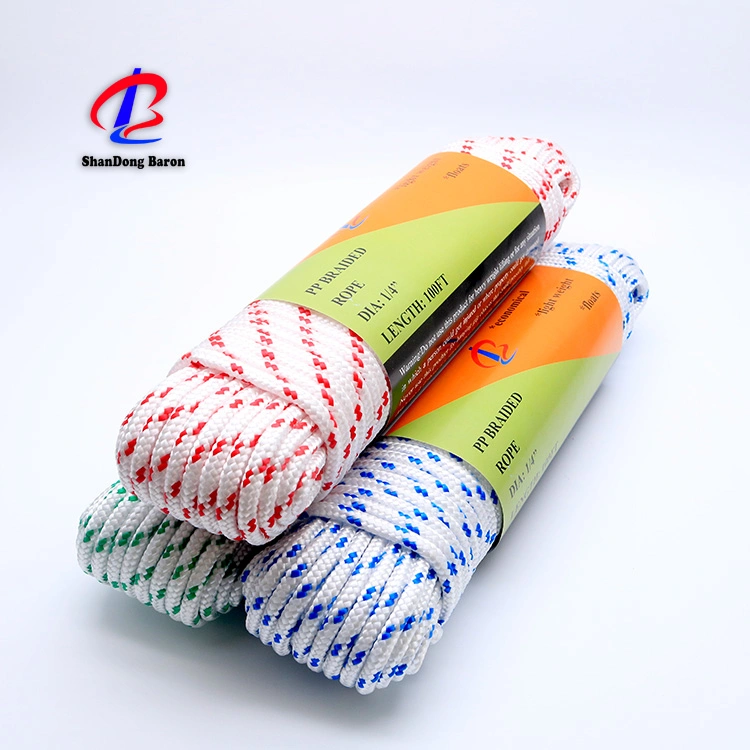 Practical Purpose PP/Polyester/Nylon/Cotton 5/32" 16 Strands Braided Rope for DIY, Crafts, Gardening, Packing, Sporting, Recreational Marine