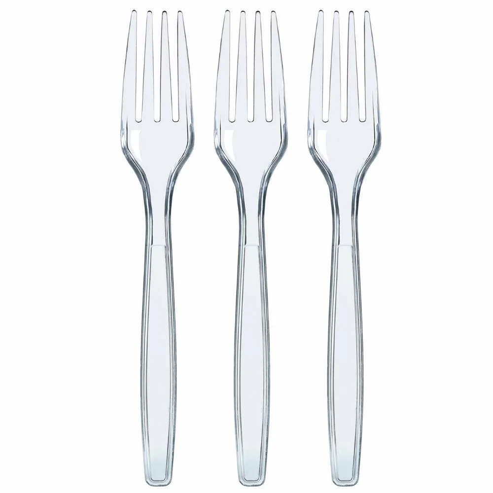 Discount Price Clear Heavy Duty Plastic Fancy Cutlery Elegant Disposable Forks