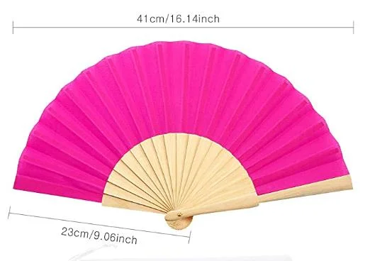 Custom Printing Fabric Foldable Hand Held Fan Bamboo and Wooden Fan