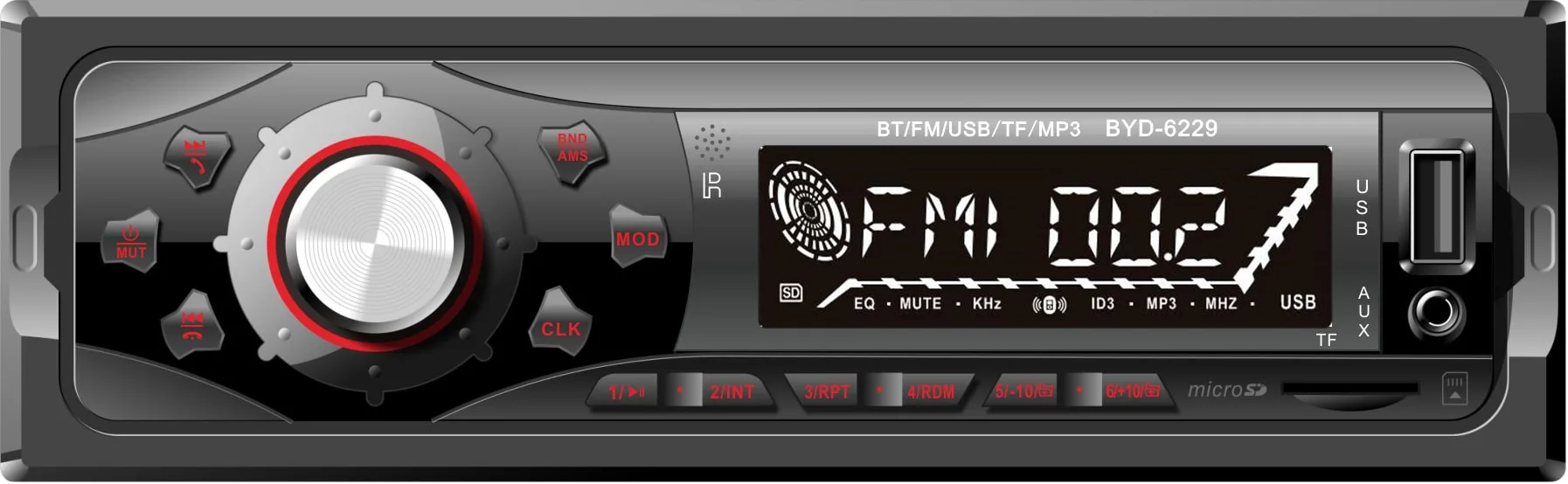 Car MP3 FM Sender Bluetooth Head Unit Audio Player