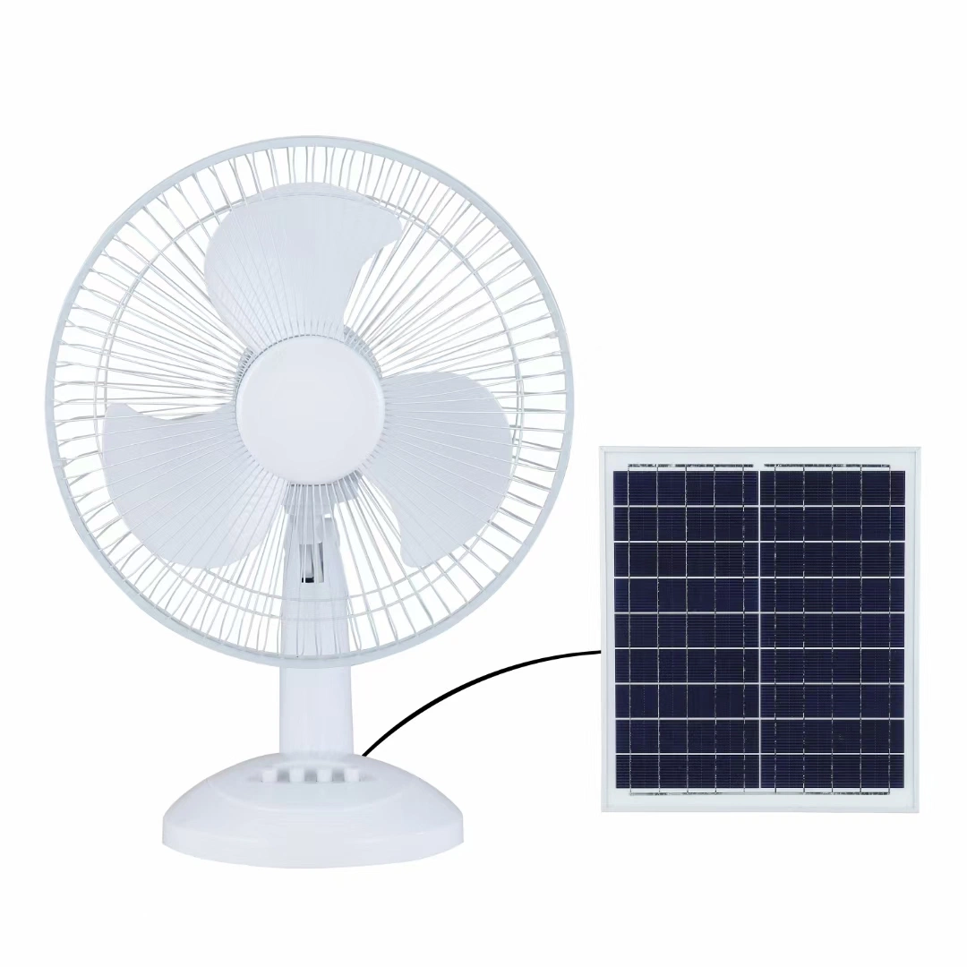 Ventilador de mesa solar recargable de 16" con batería 12V 3 años Garantía