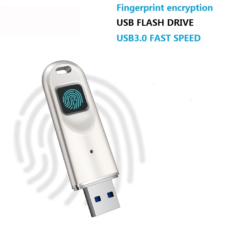 Unidade flash USB encriptada com impressão digital USB3.0 disco de segurança U de 64 GB Pen Drive