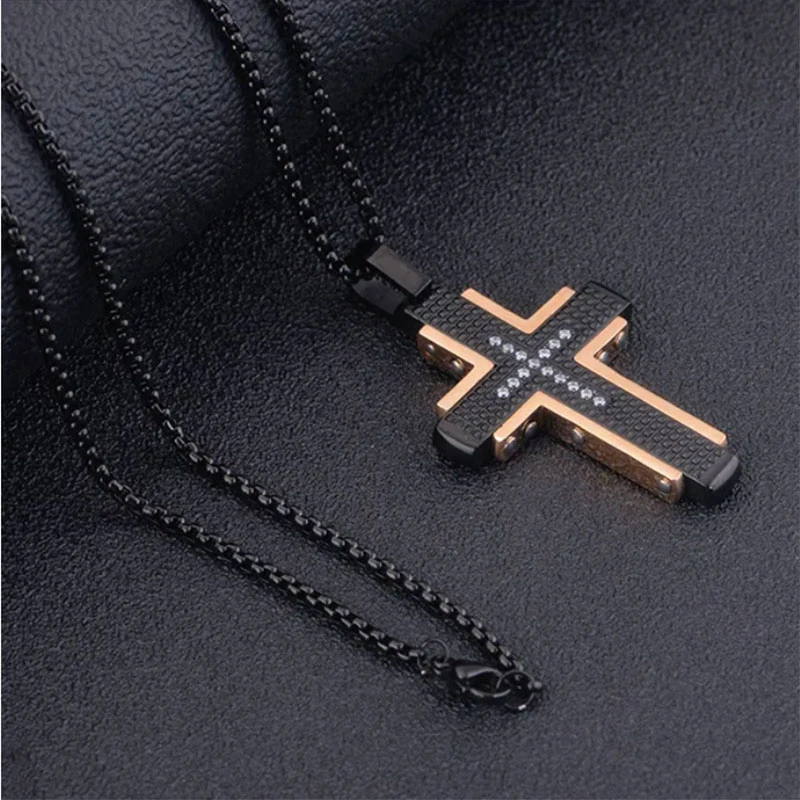 Nouvelle arrivée, les hommes" s Modèle d'onde simple collier pendentif Croix Bijoux en acier inoxydable pour les hommes et femmes Bijoux