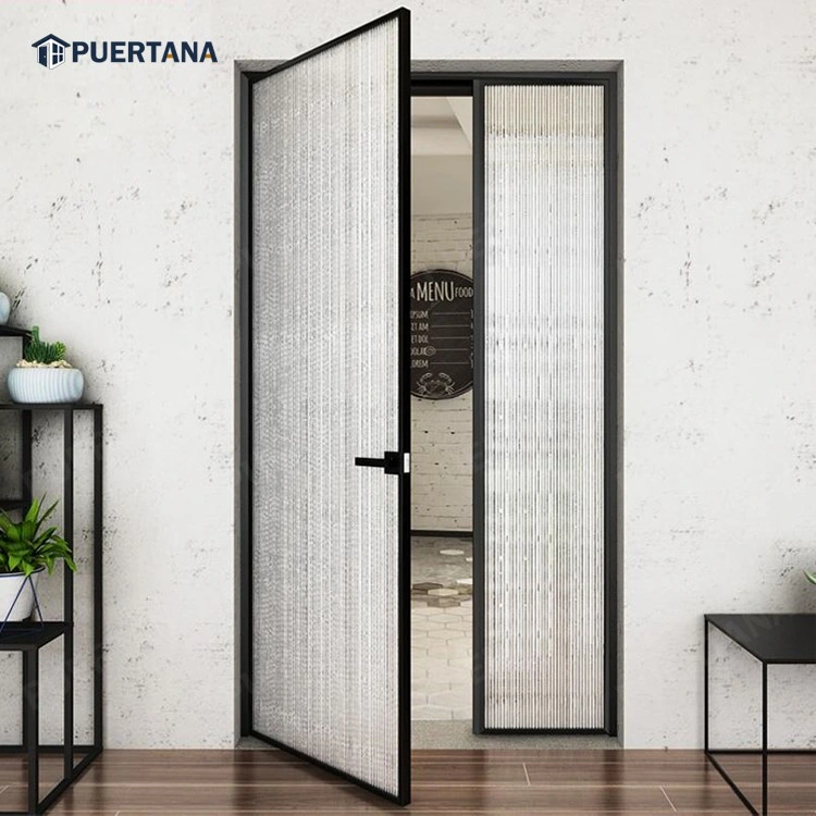 Estilo moderno Acero aspecto minimalista aluminio vidrio interior Puertas francesas Dividir paredes de vidrio