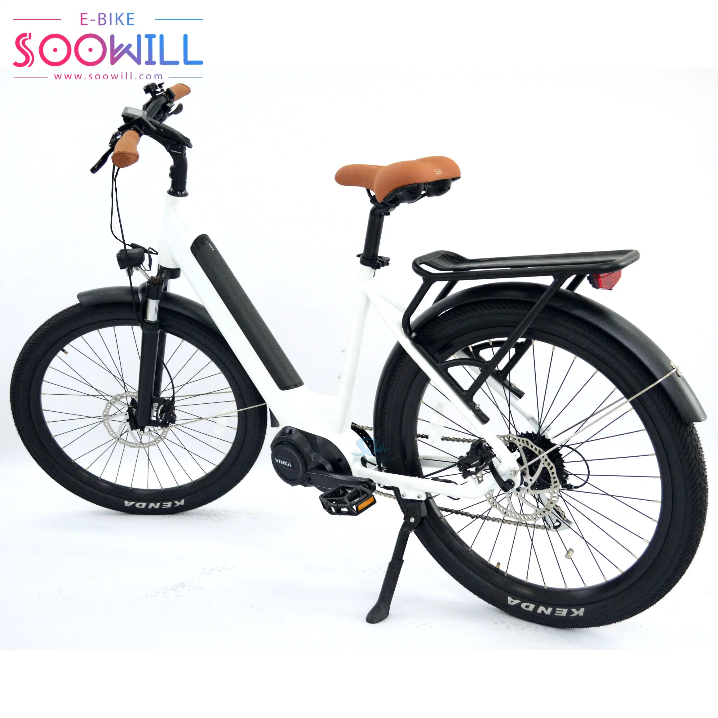 26 Inch Women Popular Riding Electric Bike 6061 Aluminium Alloy Frame Utility Road Bicycle Vinka 36V 250W MID Drive Set Motor Ebike