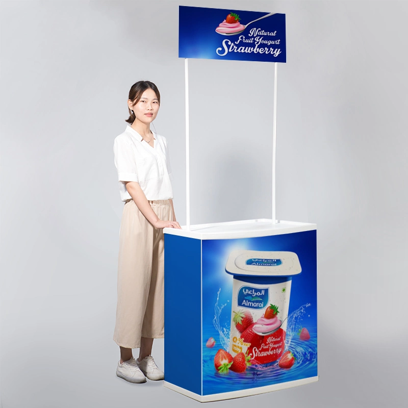 Good Quality Supermarket Portable Exhibition Booth Display Counter Promotion Table Outdoor Advertising Customized