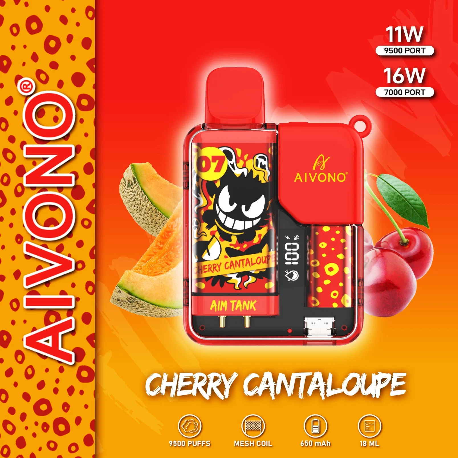 Aivono Aim Tank 9500 Puffs Child Lock with Adjustable Power vape Wholesale/Supplier Vape 18ml 0% 2% 3% 5% Nicotine Disposable/Chargeable Vape Pen