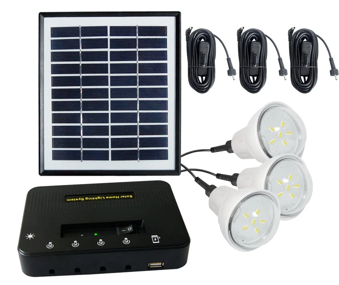 4W 3 Kit de camping d'éclairage solaire Solar Home système ampoule lampe LED rechargeable au lithium remplaçable avec le téléphone de charge de batterie