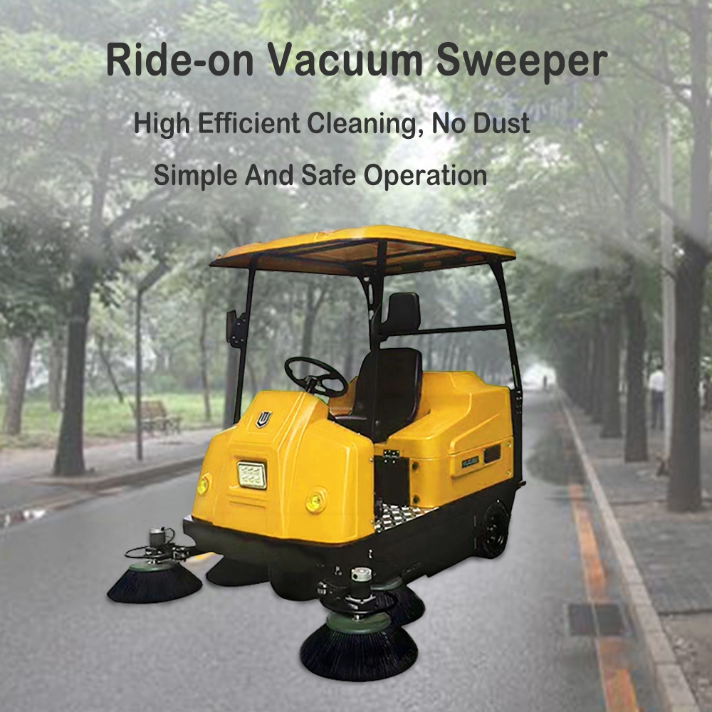 Commercial Electric Road Street Driving Floor Cleaning Vacuum Sweeper Machine in Park Station Square