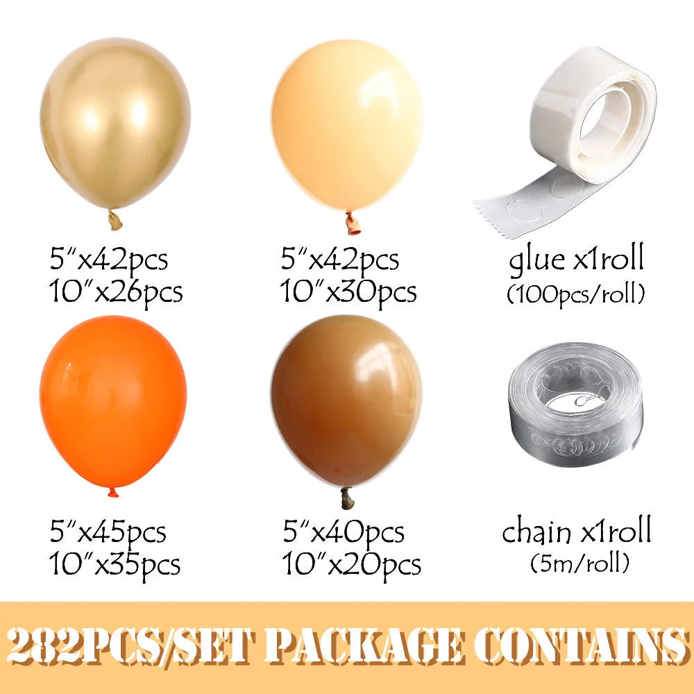 Autumn Wedding Decoration Party Supplies 282PCS Apricot Orange Mix Autumn Latex Balloon Garland Arch Orange Gold Globos