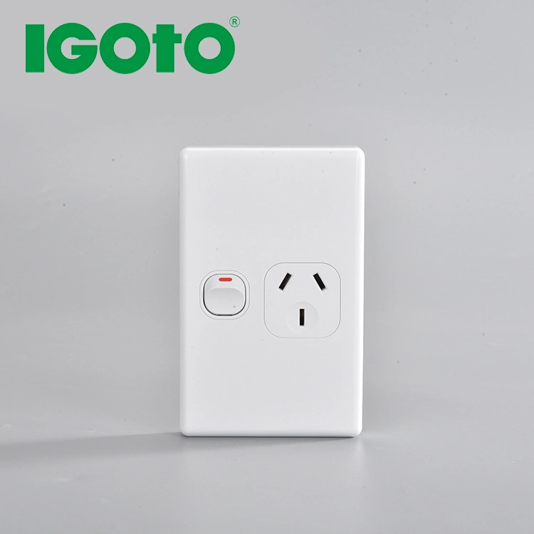 China Factory Igoto SAA Australia Electric Light Wall Switch 10A Horizontal Single Powerpoint Wall Switch