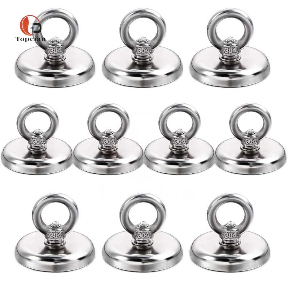 304 Stainless Steel Heavy Duty Rare Earth Neodymium Magnet Hook with Eyelets for Home Kitchen and Office