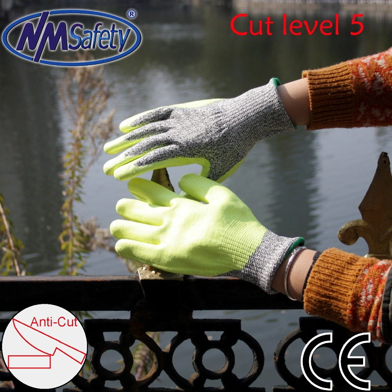 Nmsafety ANSI Cut Level 5 PU Hand Protection Safety Gloves