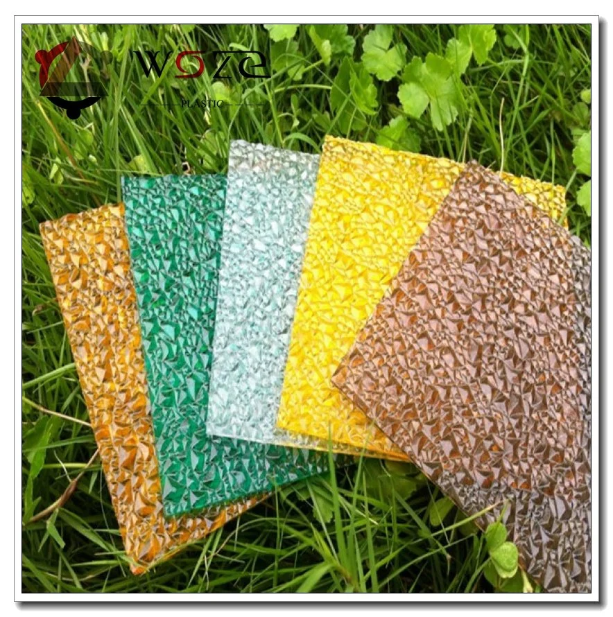 Colorful Diamond PC Plastic Panel Embossed Solid Polycarbonate Sheet Decoration Building Materials