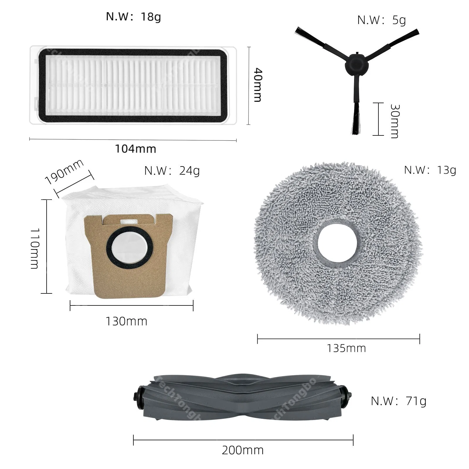 Replacement Fit for Dreame Bot L20 Ultra / L30 Ultra Main Roller Brush Side Brush HEPA Filter Mop Pad Dust Bag Accessories